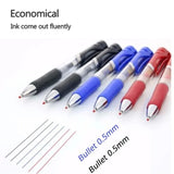 23pcs Retractable Ballpoint Pen Large Capacity 0.5mm Ballpoint Pen Black/Red/Blue Replaceable Refill Stationery School Supplies