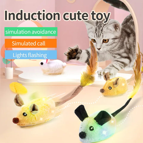 Smart Running Mouse Cat Toy Interactive Random Moving Electric Cat Teaser Toys Simulation Mice Kitten Self-Playing Plush Toys