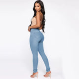 Ins Style Women's High-waisted Slimming Jeans Peach Hip Design European American Fashion Trendy Female Casual Wear