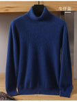 Men's 100% pure Mink velvet Cashmere Sweater High Lapels Pullovers Knitted Winter New Tops Long Sleeve High-End Jumpers