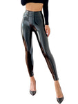 Women Shiny Patent Leather Seameless Leggings Women High Waist Faux Latex Bodycon Pencil Pants Stretch Wet Look Trousers Custom