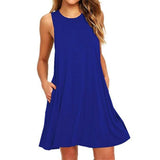 Women Black Blue Summer Dress 2022 Polyester  Short Sleeve O-Neck Tops Casual Loose Dress Female Street White Dress Vestidos