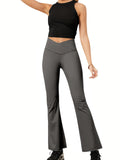 Flared Leggings Crossover Women's Yoga Pants Control Tummy High Waist Wide Leg Pants