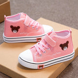 Canvas Shoes for Girls 2022 Bear Print High Top Sneakers Summer Breathable Kids Running Sports Tennis Shoes Children Girl Shoe