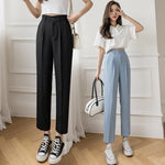 Casual Women Suit Pants 2023 Summer Fashion High Waist Black Harem Pants Female Korean Style Pocket Thin Nine Point Trousers