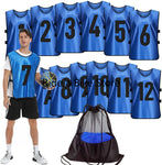 Scrimmage Training Vest (12 Pack) Team Sports Pinnies Jerseys for Adult Youth Soccer Bibs Numbered Practice Jerseys