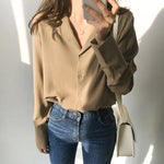 Womens Tops and Blouses Solid White Blouse Office Shirt Blusas Mujer De Moda 2022 Long Sleeve Blouse Women Shirts Clothes A405