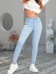 2024 Women Stretch Skinny Jeans Lady Slim Fit Pencil Jeans Girls Leggings Straight Leg Pants Light Blue Gray Black Sexy Trousers