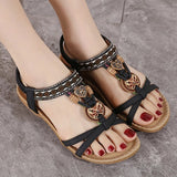Rimocy Summer Women Bohemian Sandals 2023 Crystal Foam Non-slip Sandalias Mujer Elastic Band Strap Low Heels Rome Shoes Sandals