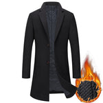 2022 Autumn and Winter Boutique Woolen Black Gray Classic Solid Color Thick Warm Men&#39;s Extra Long Wool Trench Coat Male Jacket