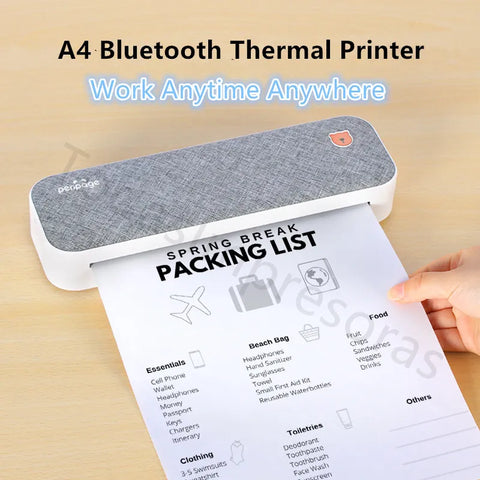 PeriPage A4 Continuous Thermal Printer Wireless Printer PDF Webpage Contract Picture Printers Thermal Paper No Need Ink or Toner
