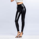 Plus Size Black Leather Pants High Waist Sexy PU Leggings For Women Skinny Tights Stretchy Pencil Pants All-match