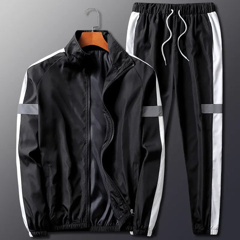 Spring Autumn Men Tracksuit Casual Set Male Joggers Hooded Sportswear Jackets+Pants 2 Piece Sets Hip Hop Running Sports Suit