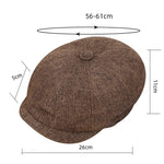 Retro Tweed Newsboy Hat Men Beret Gatsby Beret Hats Street Caps Peaked Octagonal with Brim Caps Winter Spring Hip Hop Beret