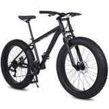 Wolf's Fang Bicycle 26*4.0 Inch 24 Speed Aluminum Alloy Mountain Bike Fat MTB Snow Wide Tire All Black Outdoor Cycling Gift Men