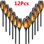 1/2/4/6/8/10/12Pcs Solar Flame Torch Light Flickering Light Waterproof Garden Decoration Outdoor Lawn Path Yard Patio Floor Lamp