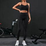 2 Pieces Women's Tracksuit Seamless Yoga Set Workout Sportswear Gym Clothing High Waist Leggings Fitness Sports Suits