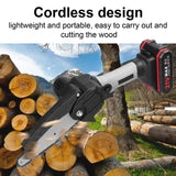 Geevorks 6 Inch Handheld Electric Saw Rechargeable Chainsaw Mini Pruning Saw Cordless Chain Saw Garden Woodworking Power Tool