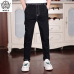 Jeans For Boys Teenagers Oversized Clothes 2023 Spring New Casual Solid Elastic Waist Cotton Children&#39;S Pants High Quality