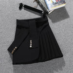 Elegant Asymmetrical Skirt Women Spring Summer High Waist Mini Skirts Sexy Woman Korean Solid Color Black White Pleated skirt