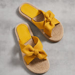 Handmade Ladies Home Slipper Hemp Straw Women Sandals Casual Outdoor Cross Slipper Female Summer Beach Wear Flat Heel Shoes