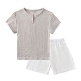 Summer Children Clothes Sets Linen Sports Clothes For Baby Girl Boy Clothing Sets T-shirts+Shorts 2 Piece Kids 1-6Years Clothing