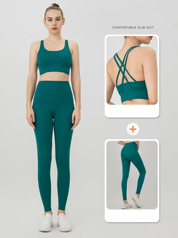 2 Piece Yoga Clothes Women's Tracksuit Athletic Wear Pilates Fitness Suit Gym Workout Push Up Clothes Sports Bra Leggings Suit