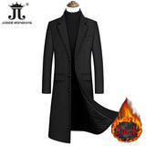 2022 Autumn and Winter Boutique Woolen Black Gray Classic Solid Color Thick Warm Men&#39;s Extra Long Wool Trench Coat Male Jacket