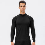 Men's Autumn Fitness Long-Sleeved Quick-Dry Running Tops Half-Zipper Slim-Fit Training Sweatshirt Baselayer Undershirts