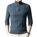 High-quality Semi-high-neck Men's Business Casual Sweater 2024 New Warm, Stretchy Striped Men's Pullover M-4XL