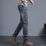 Autumn Winter Men's Classic Fashion Grey Jeans Casual Slim Skinny Vintage Blue Streetwear Biker Party Long Trousers Male 27-36