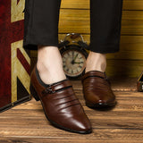 Classic Men Dress Shoes Slip on Black Leather Shoes for Men Plus Size Point Toe Business Casual Men Formal Shoes for Wedding
