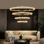 Nordic Modern Luxury Ceiling Chandelier Indoor Shop Restaurant Living Room Pendant Lighs Electroplating Halo LED Crystal Lamps