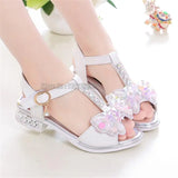 Girls Flat Heel Sandals Kids Girls Spring Summer Little Kids Princess Dress Bow Fashion Teenage Shoes