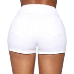 Liooil Cotton Stretchy High Waist Jean Shorts Woman Summer 2022 Casual Sweat With Pocket Zipper White Black Cuffed Denim Shorts