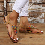 Bohemia Style Clip Toe Sandals Women 2023 Summer Flat Heels Gladiator Sandals Woman Plus Size 43 Rome Beach Shoes Flip-Flops