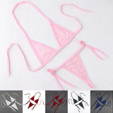 Womens Sexy Lingerie Bikini Swimwear Bra And Tie Side Thongs Set Solid Beachwear Fashion Swimsuit Bathing Suit