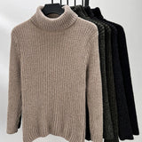 Men's Thickened Turtleneck Long Sleeve Pullover, Slim Fit Turtleneck Business Casual Fashion Sweater Knitwear Chenille