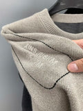 Winter Men's Warm Fleece Sweater O-Neck Embroidered Casual Knitted Inner Lap Pullovers Thick Thermal Underwear Sweater