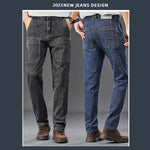 2024 Six-Pocket Jeans Men's Convenient Cargo Trendy Brand Youth Straight Work Pants Slim Fit Large Pocket