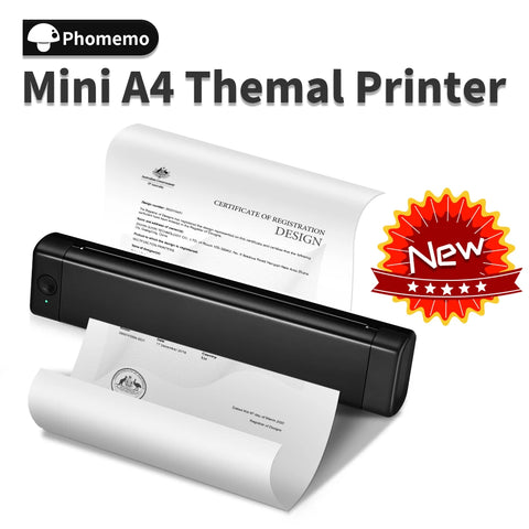Phomemo M08F A4 Portable Thermal Printer,Supports 8.26"x11.69" A4 Thermal Paper,Wireless Mobile Travel Printers for Car & Office