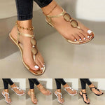 Gold Chain Sandals Buckle Flip Flops Flat With Casual Roman 2023 Summer Open Toe sandals Small Heel Daily Sandalies for Women