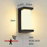 LED Outdoor Wall Lamp Waterproof IP65 Radar Sensor Ligthing Surface Mounted Porch Lights Balcony Garden 12W 18W 30W Sconce