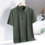 Ice Silk Traceless T-shirt Men's Light Business Solid Color Half Sleeve Top Silk Smooth Breathable Traceless POLO Shirt