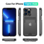 Luxury Transparent Card Slot Holder Wallet Case For iPhone 13 Pro XR Shockproof Clear Acrylic Cover For iPhone 14 12 11 Pro Max