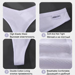 3Pcs/Set Women Sexy Cotton Thongs Solid V-Waist Stripe Lady Panties Breathable G-String Soft Underwear Female Intimates Lingerie