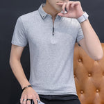 BROWON 2023 summer casual polo shirt men short sleeve turn down collar slim fit sold color polo shirt for men plus size
