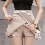 Elegant Asymmetrical Skirt Women Spring Summer High Waist Mini Skirts Sexy Woman Korean Solid Color Black White Pleated skirt