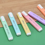 6 Pcs/set Flat Shape Pale Color Highlighter Fluorescent Pen Art Markers Gift Stationery Highlighter Set Pastel Highlighters