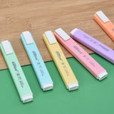 6 Pcs/set Flat Shape Pale Color Highlighter Fluorescent Pen Art Markers Gift Stationery Highlighter Set Pastel Highlighters